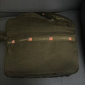 Liz Claiborne Black Messenger Bag with Flag Detail